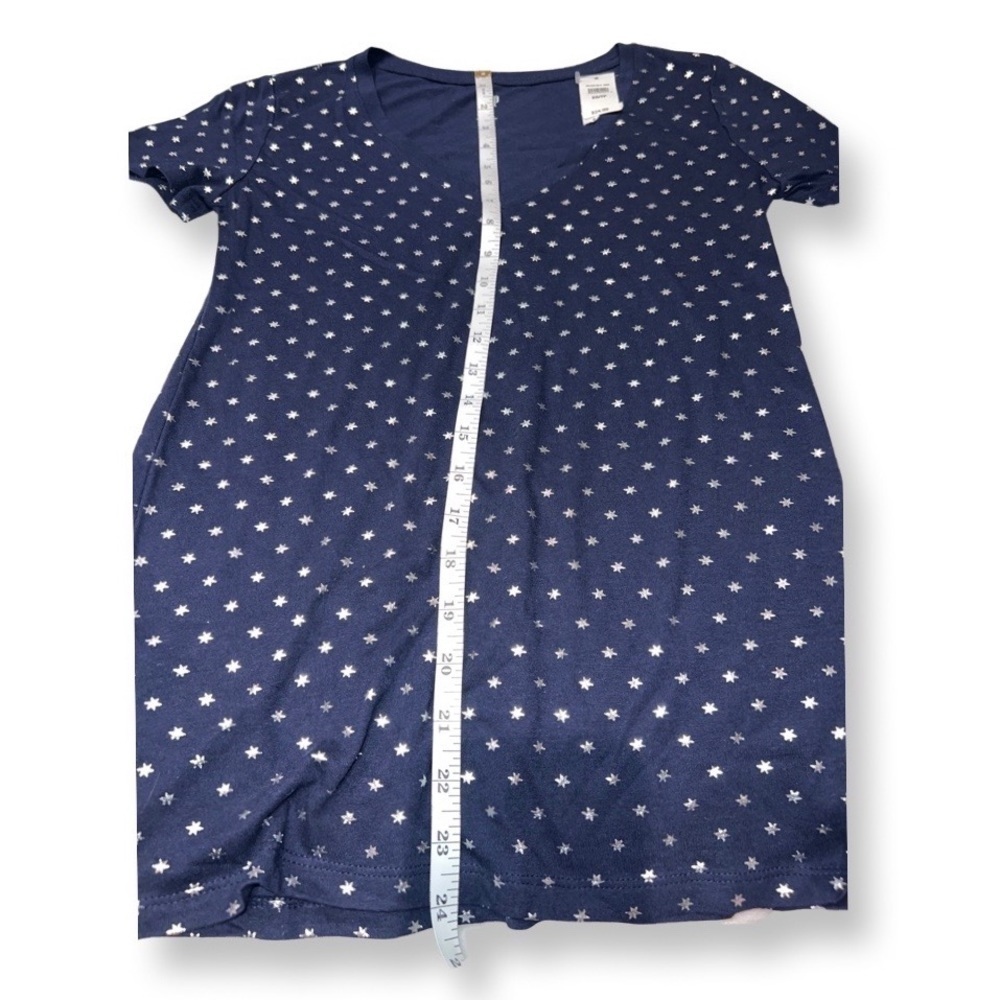 GAP Navy Blue Sparkly Silver Star Tee Shirt Size XS - Picture 4 of 5